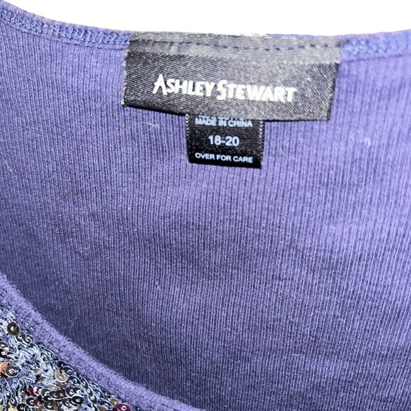 ashley stewart blue SWIFTIE all silver sequin ribbed tank top 18-20 - Picture 2 of 4